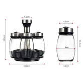 7-Piece Spice Jar Set with Rotating Rack. Glass Seasoning & Salt Shakers Storage  Adomoo